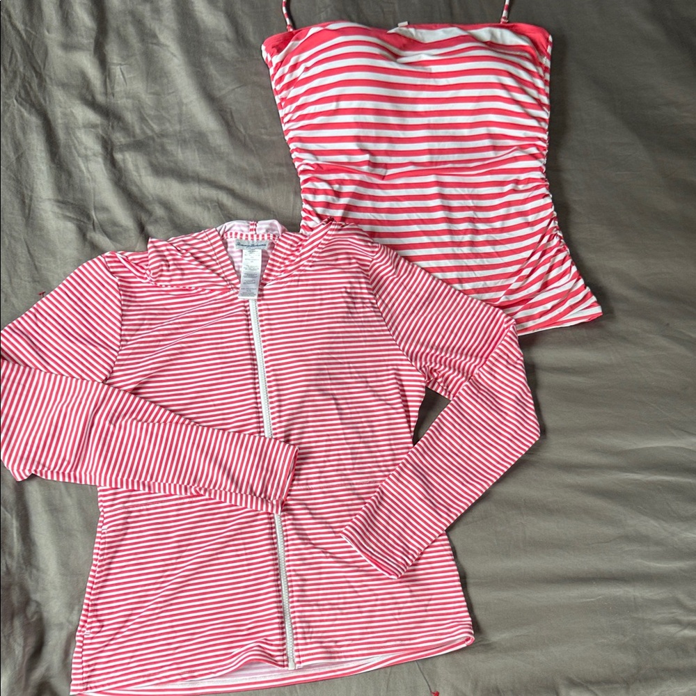Tommy Bahama 2 Peice Breaker Bay Orange Striped Bikini Set